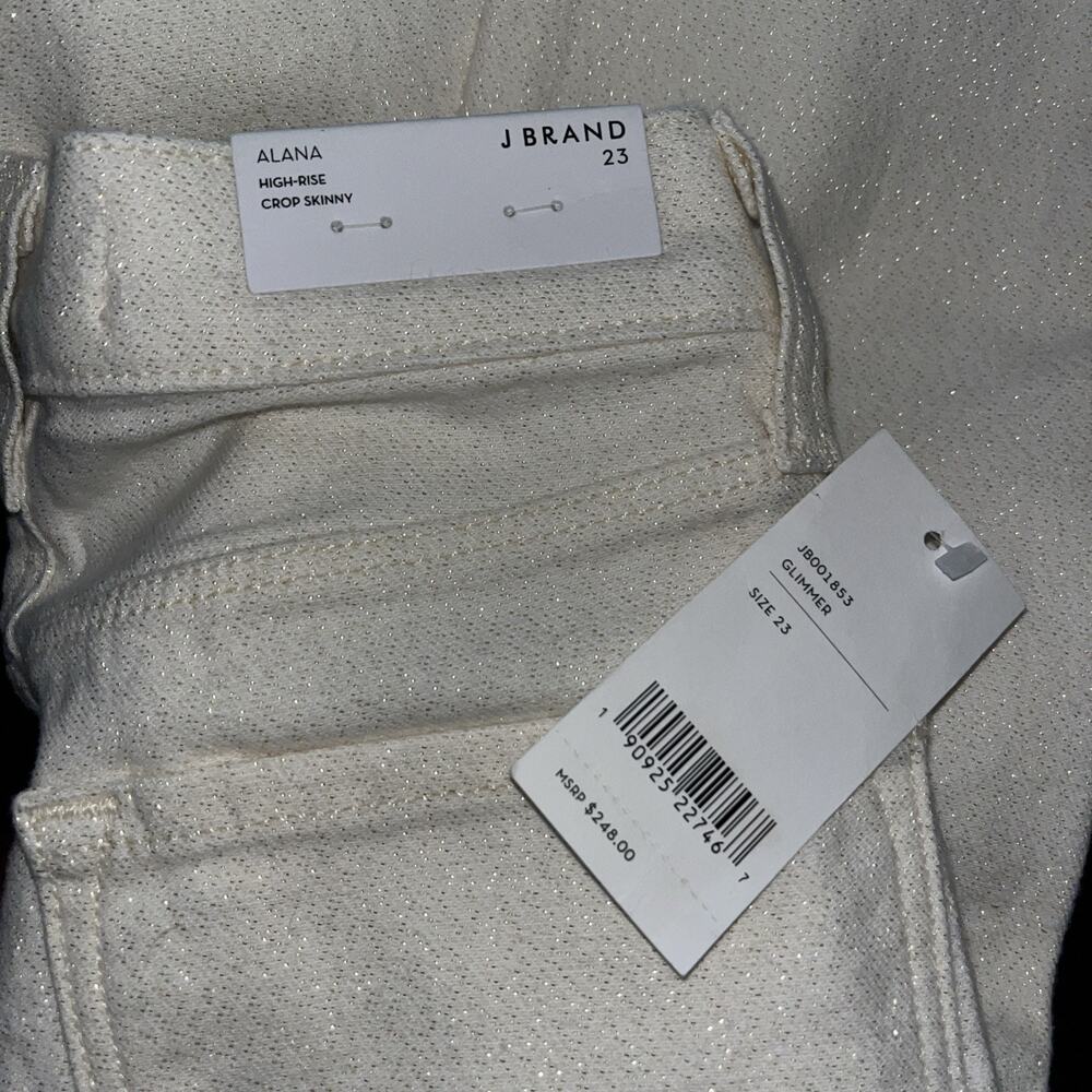NWT J. Brand Alan’s High Rise Cropped Jeans Beige Womens Size 23 Sparkle